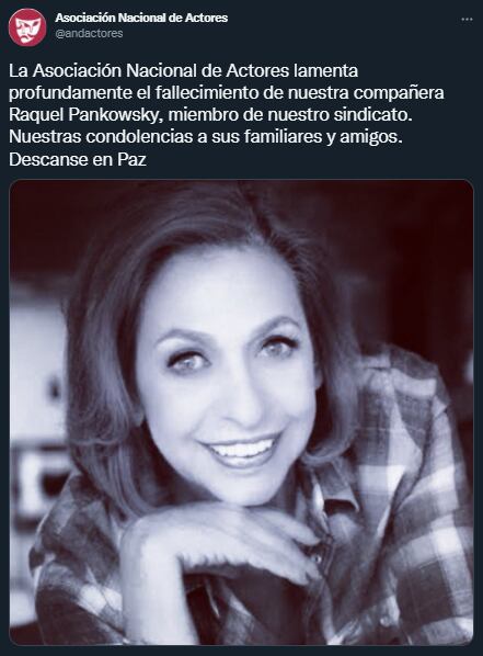 ANDA trauerte um Raquel Pankowsky Foto: Twitter/ @andactores
