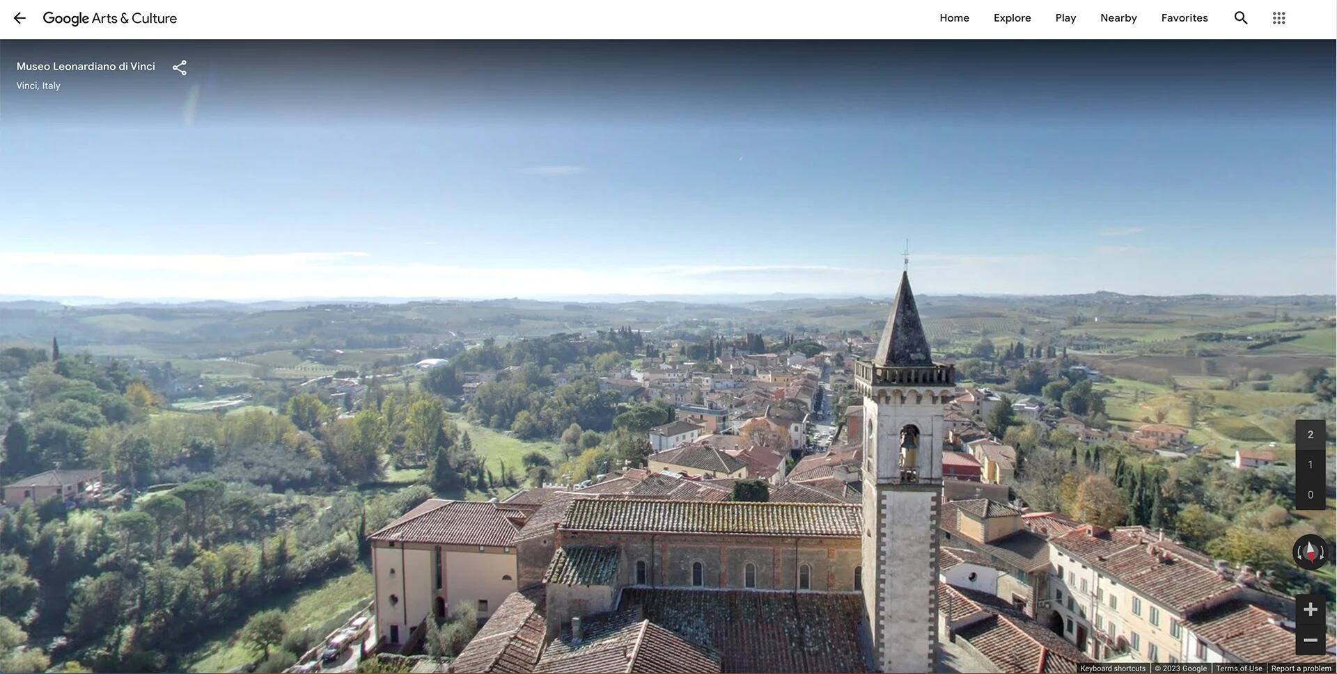 Google Street View: vista de la calle Vinci (Museo Leonardiano di Vinci y Google Arts & Culture)
