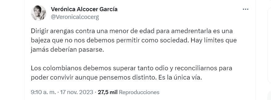 Verónica Alcocer salió en defensa de su hija Antonella Petro tras las agresiones en Barranquilla - crédito @Veronicalcocerg/X