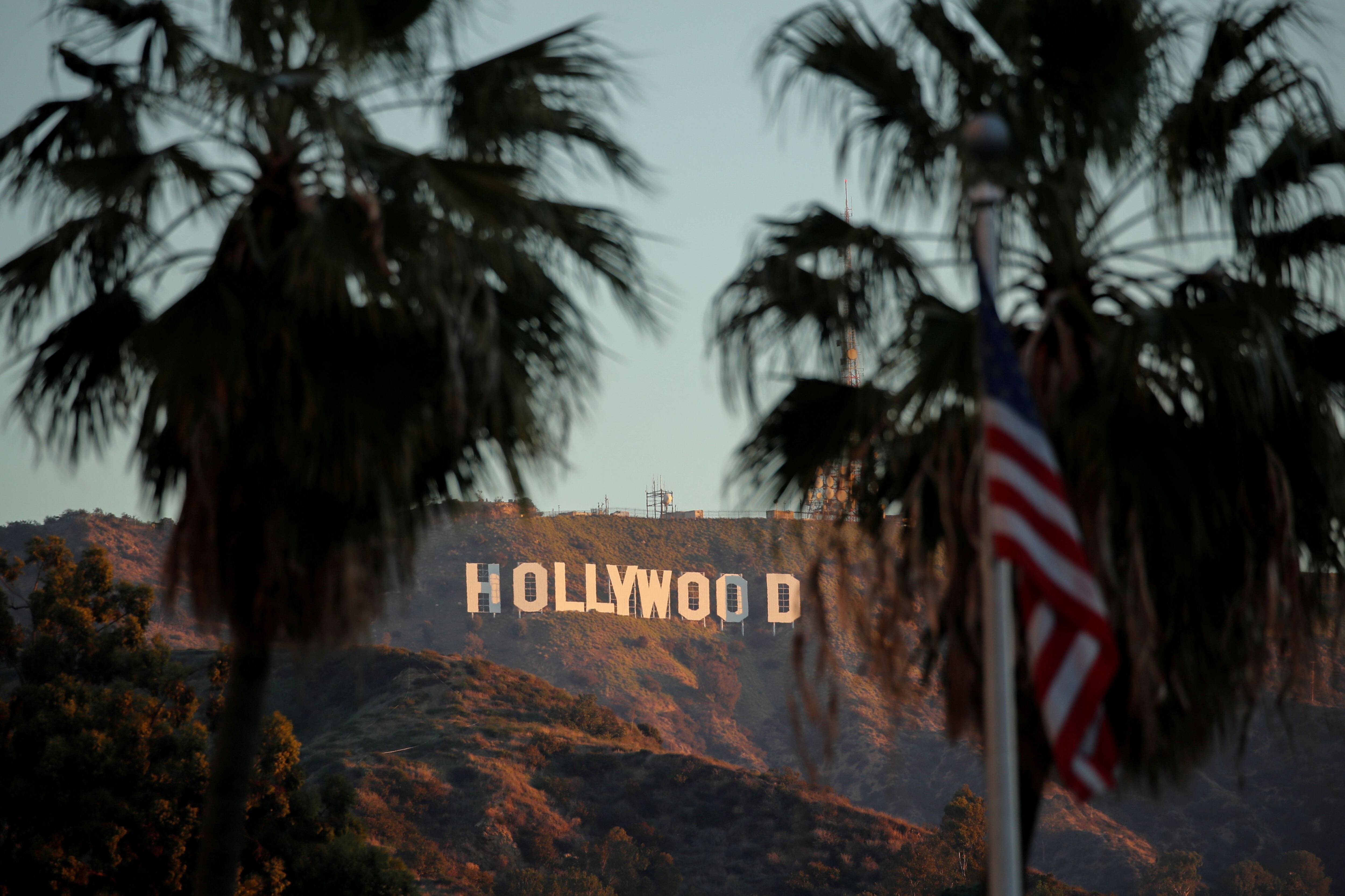 FILE PHOTO: Morning sun rise on the Hollywood sign in Los Angeles, California