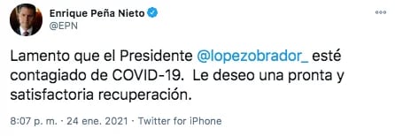 Mensaje del ex presidente de México, Peña Nieto  (Foto: Twitter)