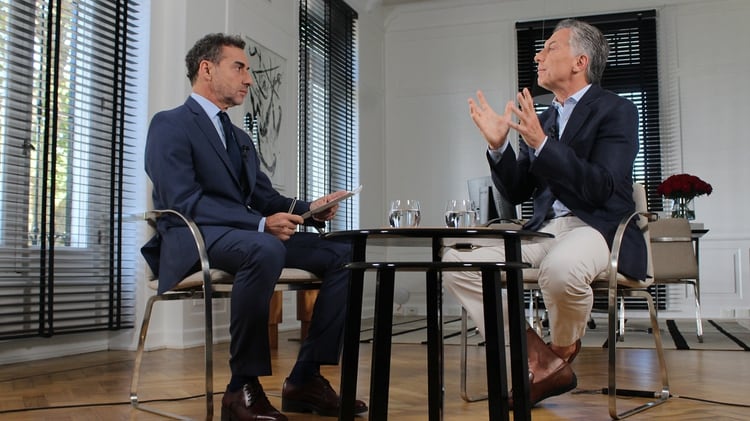 El presidente Mauricio Macri con Luis Majul