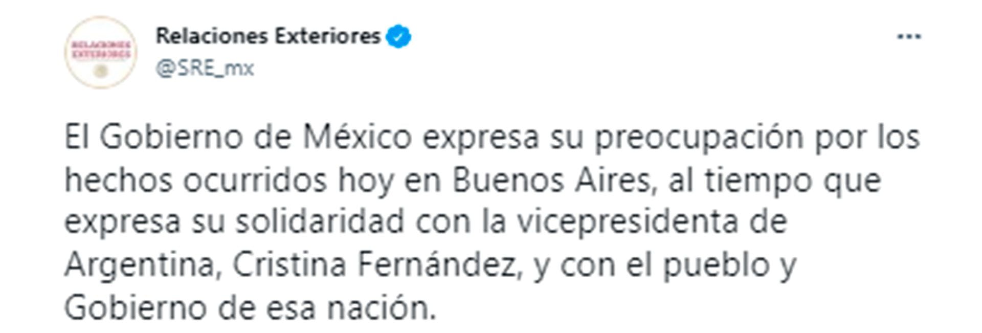 El mensaje de la cancillería mexicana