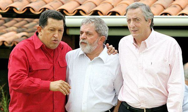   Hugo Chávez, Lula da Silva y Néstor Kirchner (Imagend e Archivo)