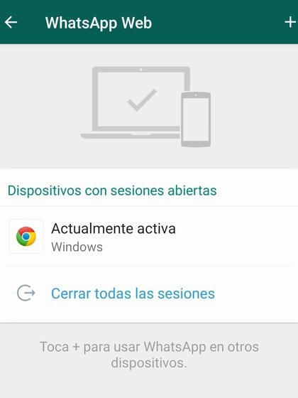 Cerrar las sesiones de WhatsApp web que no se reconozcan