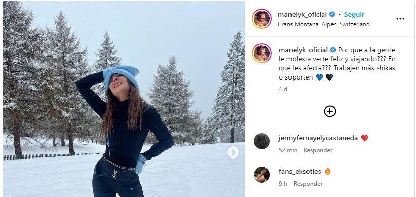 Manelyk preguntó a sus "haters" por qué les molestaba verla viajar (IG: manelyk_oficial)