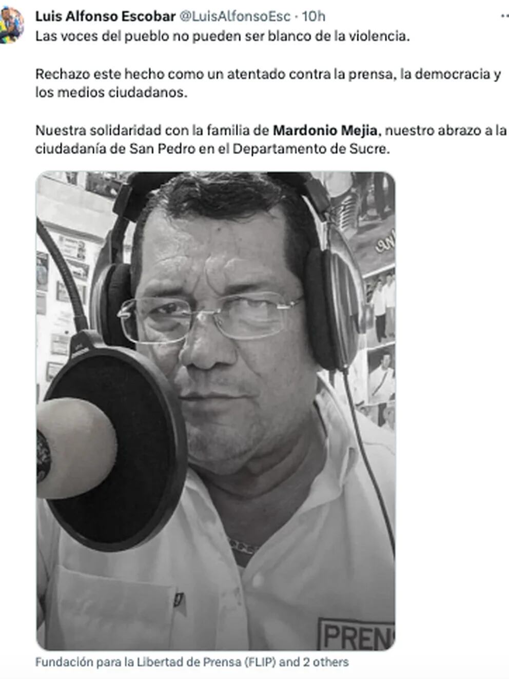 Capturaron Al Presunto Asesino Del Periodista Radial Mardonio Mejía En Sucre Lo Atacaron En Su 8653