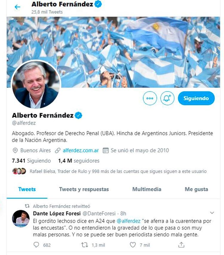 El RT original de Alberto Fernández
