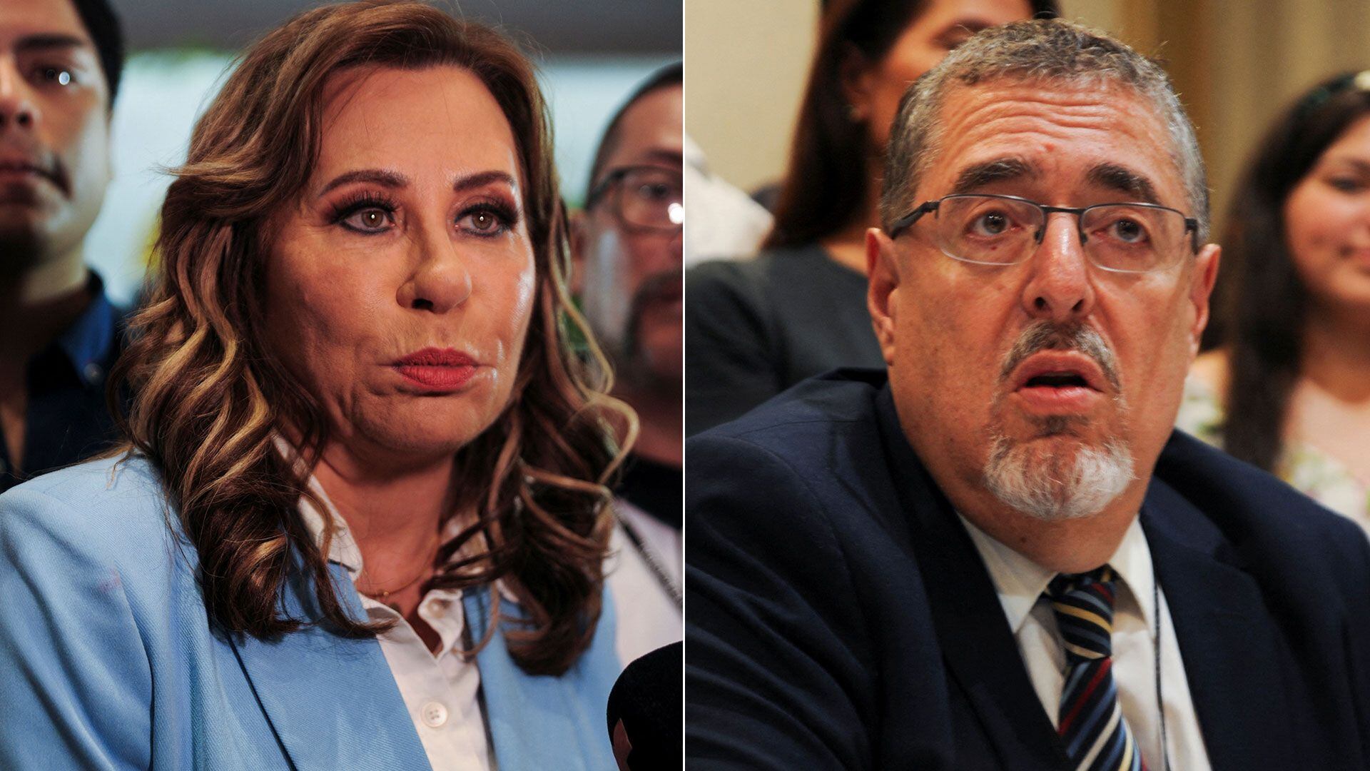 Sandra Torres y Bernardo Arévalo, los dos candidatos presidenciales que se enfrentarán en el balotaje el próximo 20 de agosto en Guatemala