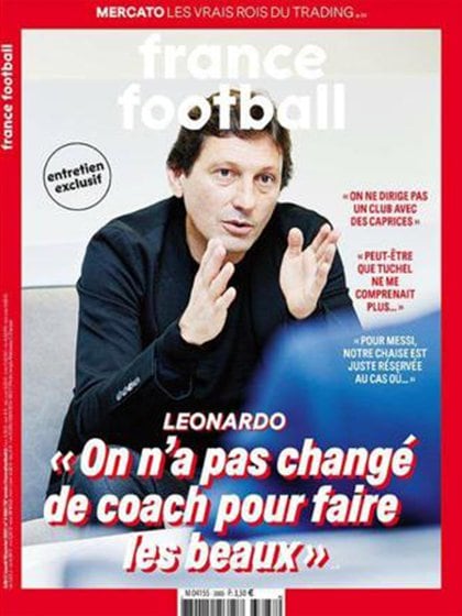 Leonardo, director deportivo del PSG, en la portada de la revista francesa France Football
