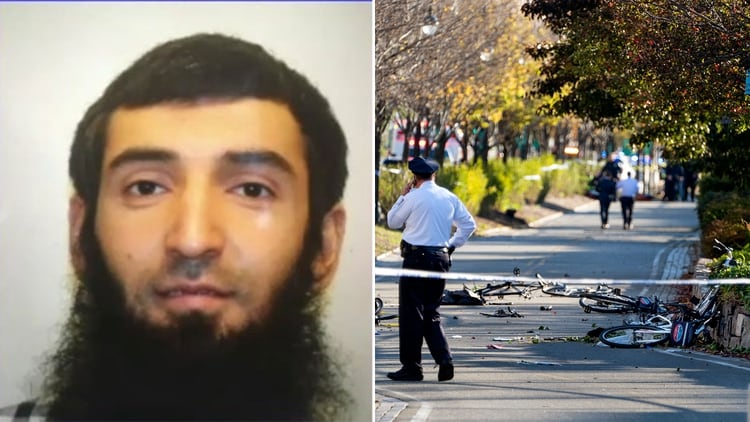 El terrorista Safyullo Saipov y una imagen de la masacre