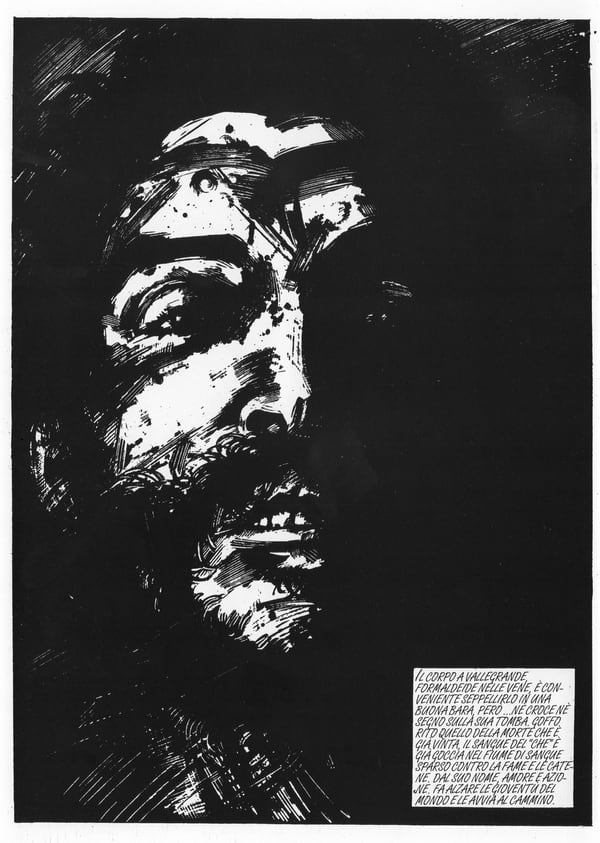 Una página de la historieta “Vida del Che”, con dibujo de Enrique Breccia