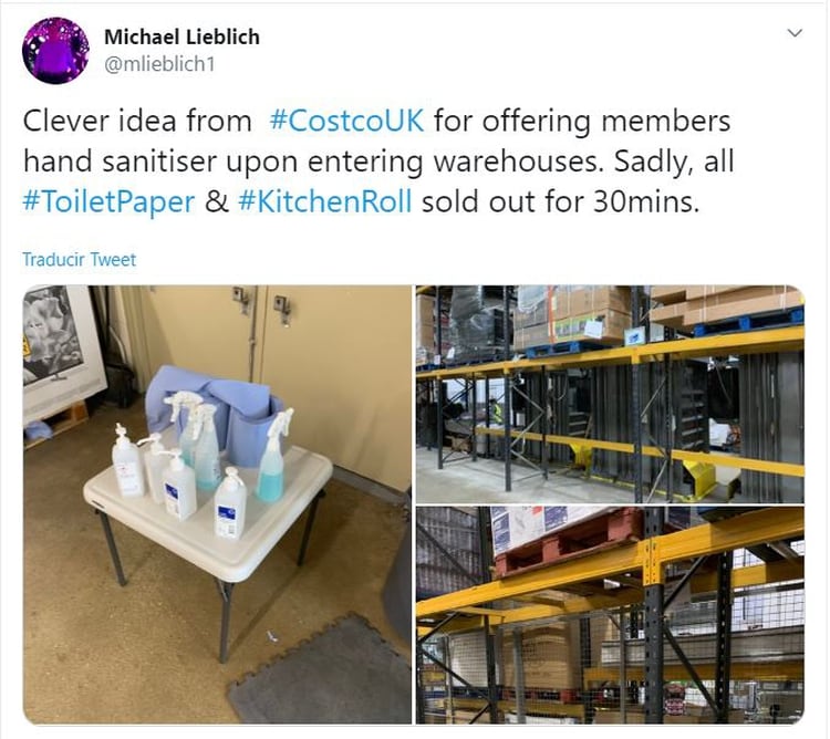 En otras tiendas se decidió poner a disposición de los clientes los productos desinfectantes para que los usaran a su criterio. (Foto: Captura de pantalla)