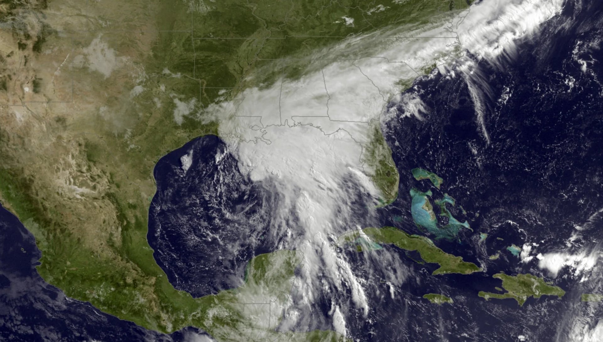Imágen satelital muestra la tormenta Cindy en el Golfo de Méxcio (NOAA via AP)