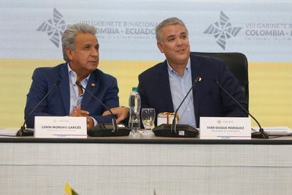 Los presidentes de Ecuador, Lenín Moreno (i), y de Colombia, Iván Duque. EFE/ERNESTO GUZMÁN JR/Archivo