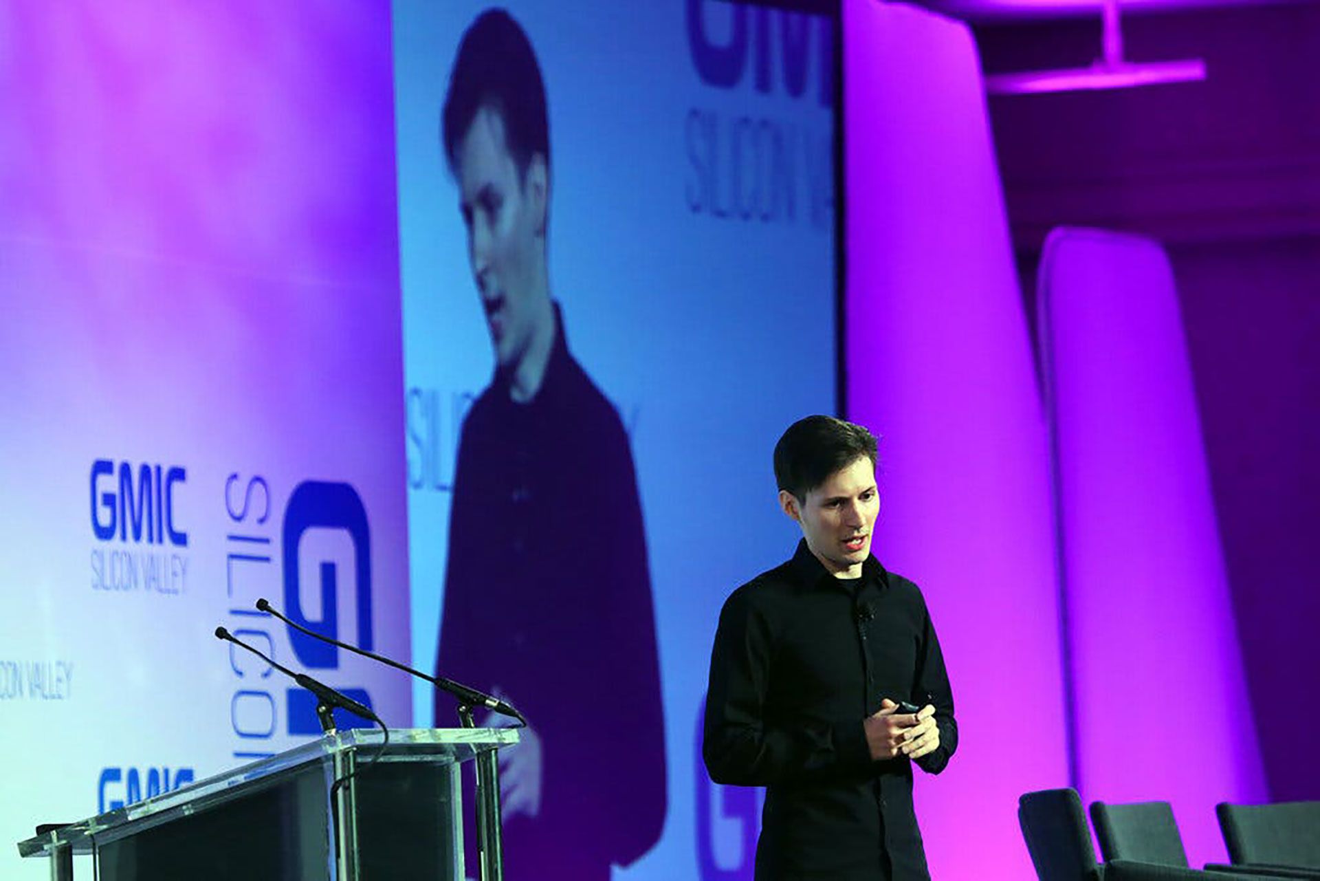 El cofundador de Telegram, Pavel Durov, en una conferencia de tecnología en San Francisco en 2014. Esa empresa de redes sociales es operada desde Dubái (Jim Wilson/The New York Times)