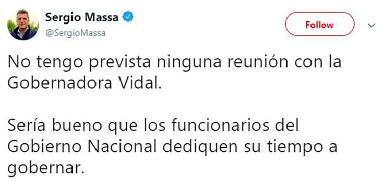 La desmentida que hizo Massa sobre el encuentro con la gobernadora bonaerense