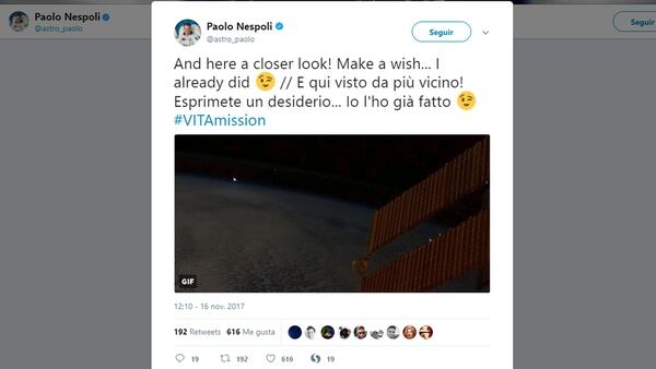 El tuit del astronauta que captó la entrada del objeto espacial