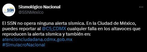 SSN anunció que no operan las alertas sísmicas de la CDMX