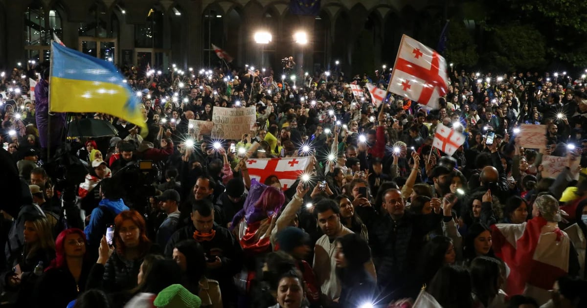 Thousands of protesters jammed Georgia’s capital after the controversial “Russian law” was passed.
