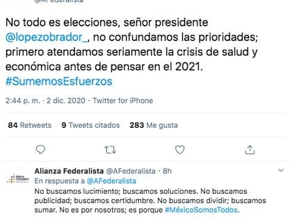 Los llamados gobernadores rebeldes respondieron al presidente López Obrador a través de las redes sociales (Foto: Twitter)