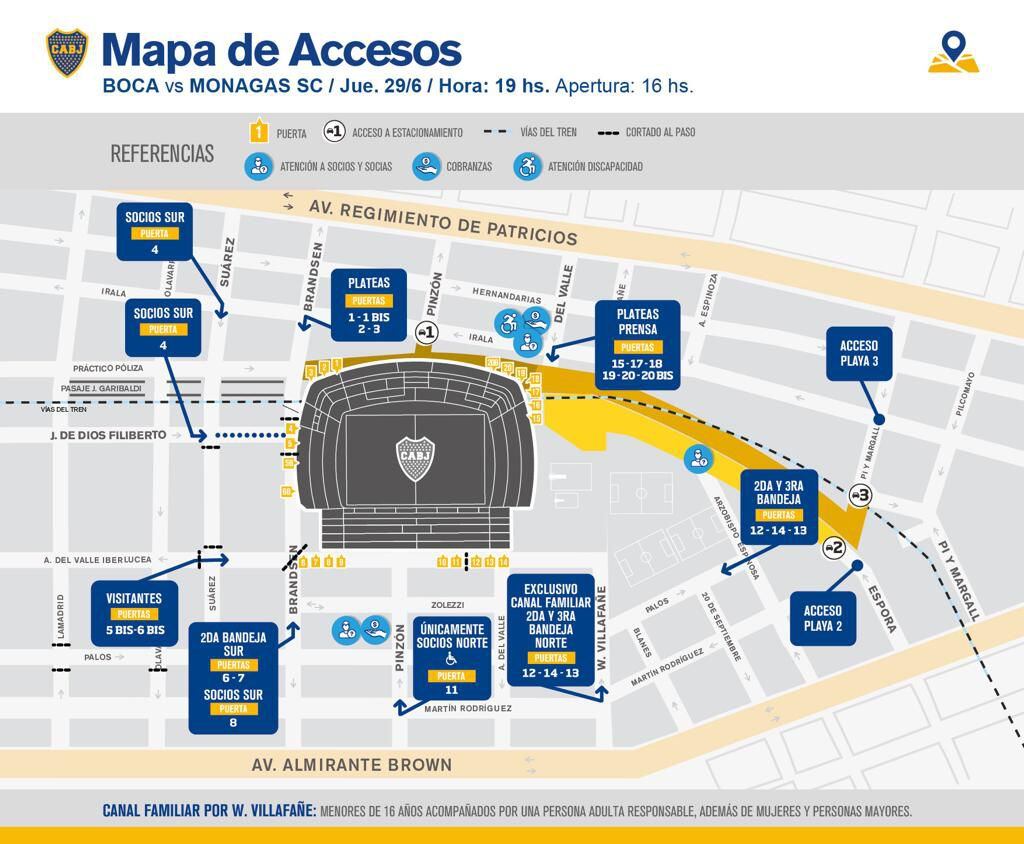 Los accesos para la Bombonera de cara al duelo entre Boca Juniors y Monagas por Copa Libertadores