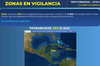 El SMN vigila una segunda zona de riesgo que se localiza mucho más cerca de Quintana Roo (Foto: SMN/Conagua Clima)