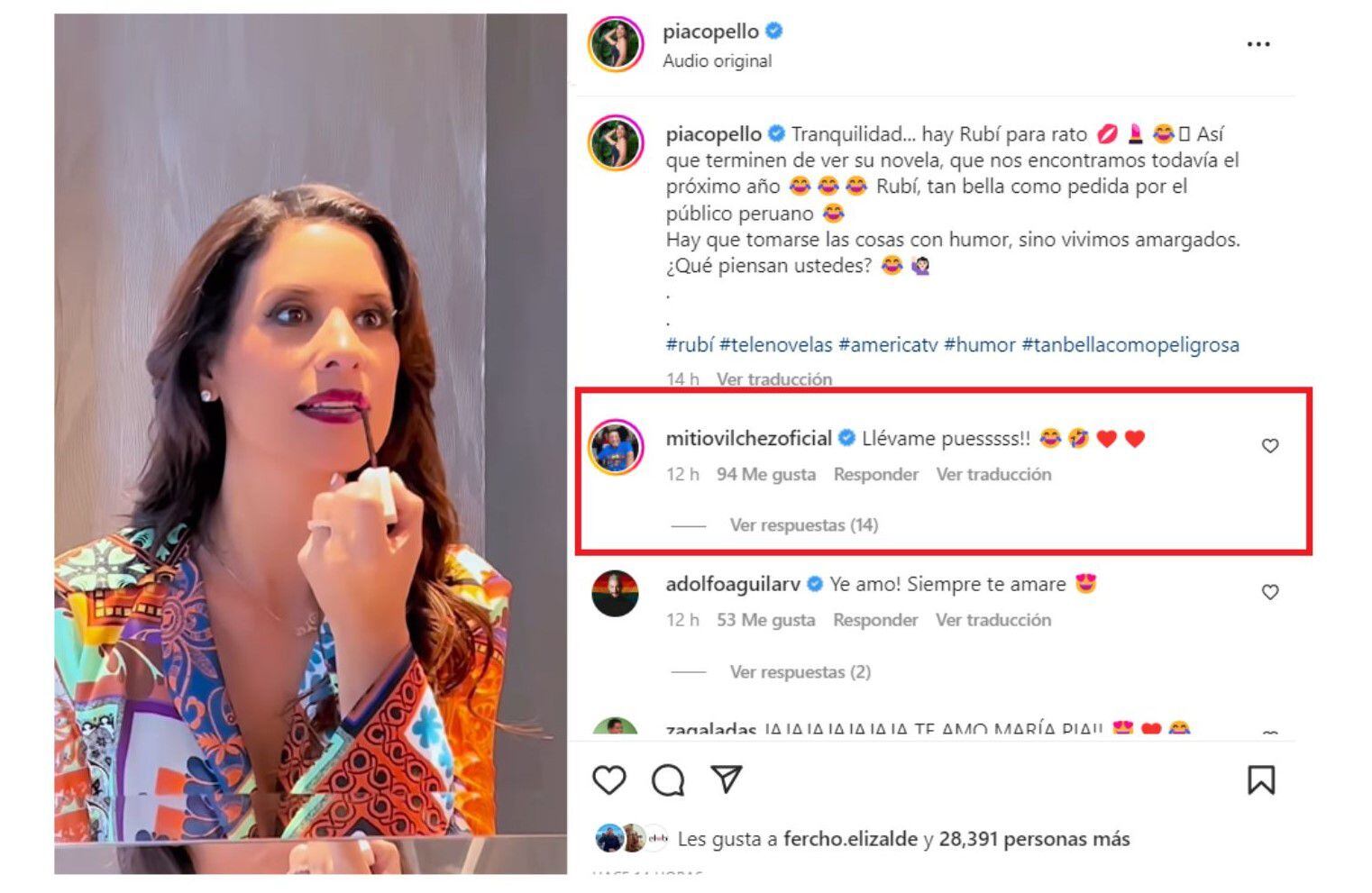 Carlos Vílchez reaccionó al video de María Pía Copello. (Instagram)