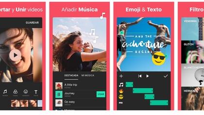 Inshot ofrece una variedad de stickers prediseñados, filtros, música y transiciones de clips