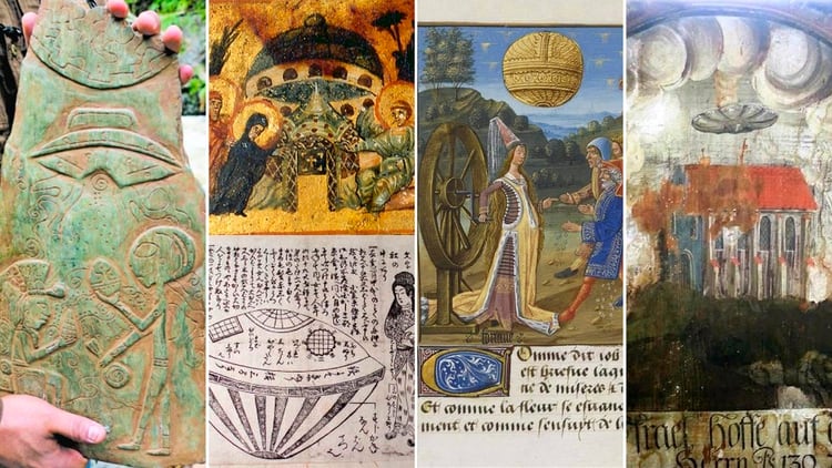 En el arte rupestre a libros antiguos, tapices y pinturas de todas partes del mundo se realizaron representaciones de objetos voladores