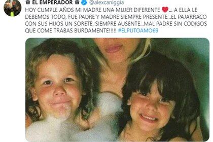 El tuit de Alex Caniggia contra su padre