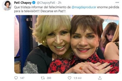 Pati Chapoy se hizo amiga de Magda durante la estancia de la productora en TV Azteca, donde triunfó con el programa "Enamorándonos" (Foto: Captura de pantalla)
