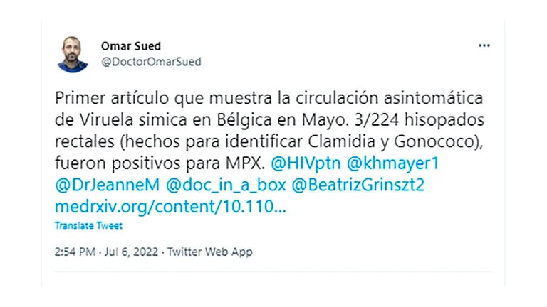 Omar Sued, médico infectólogo y expresidente de la Sociedad Argentina de Infectología