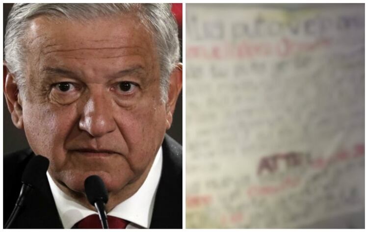 ApareciÃ³ en Tijuana una narcomanta contra AMLO. (Foto: Especial)