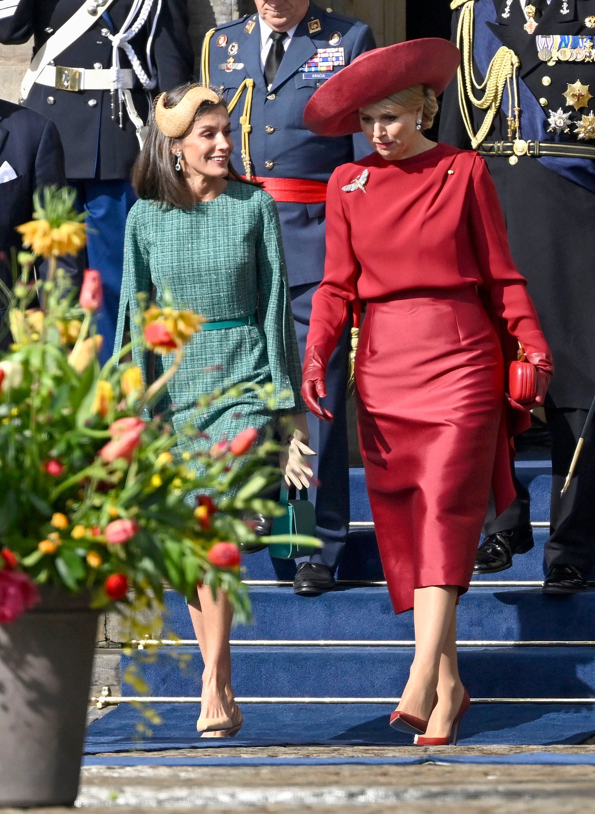 La reina Letizia y Máxima de Holanda en su primer viaje de Estado a los Países Bajos