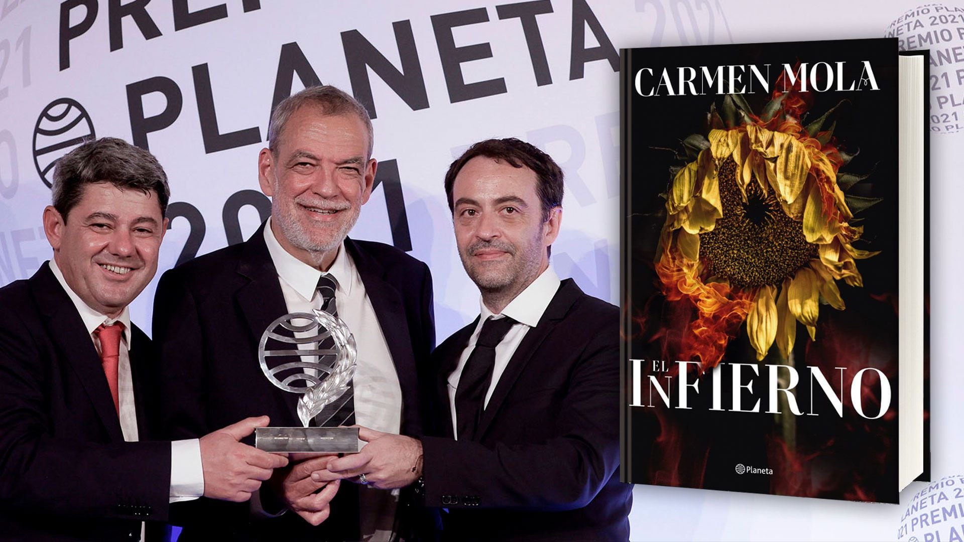 Jorge Díaz, Agustín Martínez and Antonio Mercero (Carmen Mola) and their new book, 'Hell'