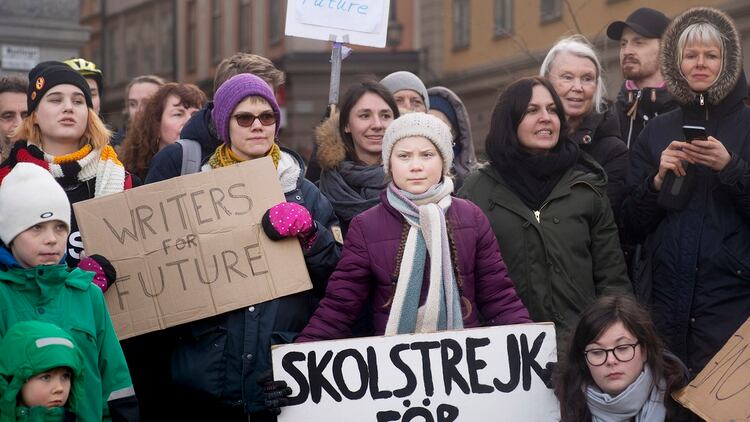Greta Thunberg en una manifestaciÃ³n contra el cambio climÃ¡tico (Elisabeth Ubbe/The New York Times)