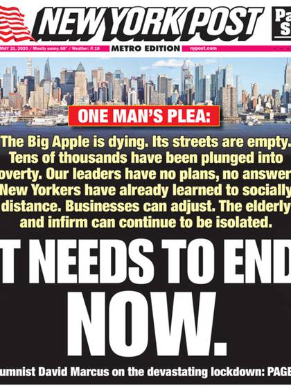 La portada completa del New York Post del 21 de mayo