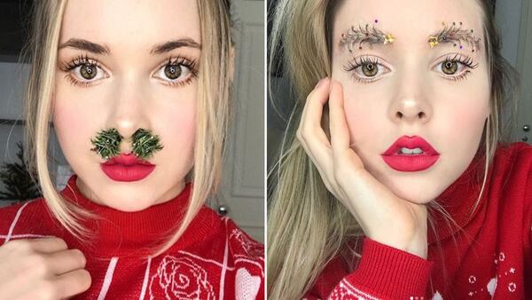 Furor en instagram: el diseño de cejas simulando un árbol de navidad y extensiones de pestaña en la nariz