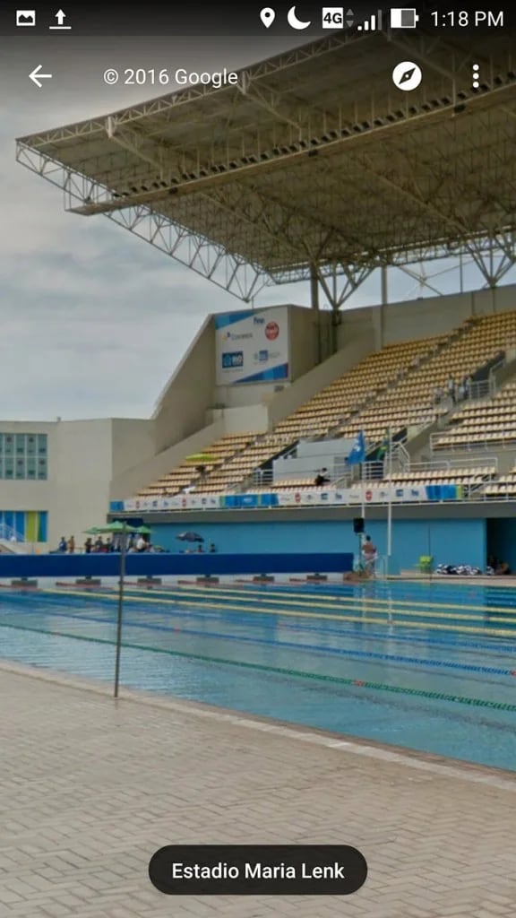 Captura de pantalla de imagen del estadio María Lenk en la Villa Olímpica (Infobae)