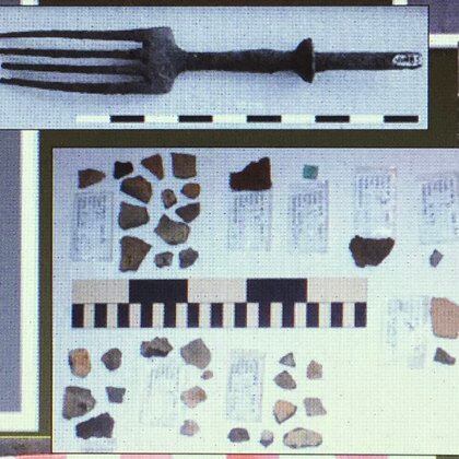 Parte de las 10.300 piezas halladas, entre las que se encuentran restos de vasijas indígenas. (Gentileza Mariano Ramos)
