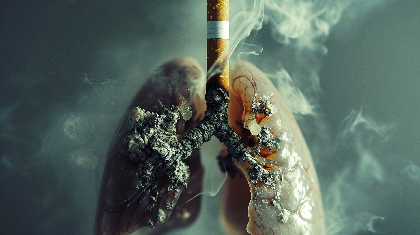 Pulmones humanos con un cigarrillo que representa el daño de fumar (Imagen Ilustrativa Infobae)