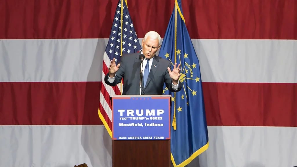 Mike Pence participó en un acto de campaña de Trump en Indiana el pasado 12 de julio (AFP)