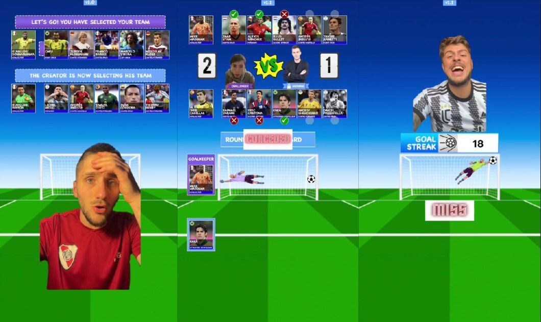 Filtro de TikTok simula una ronda de penales entre leyendas del fútbol. (infobae)