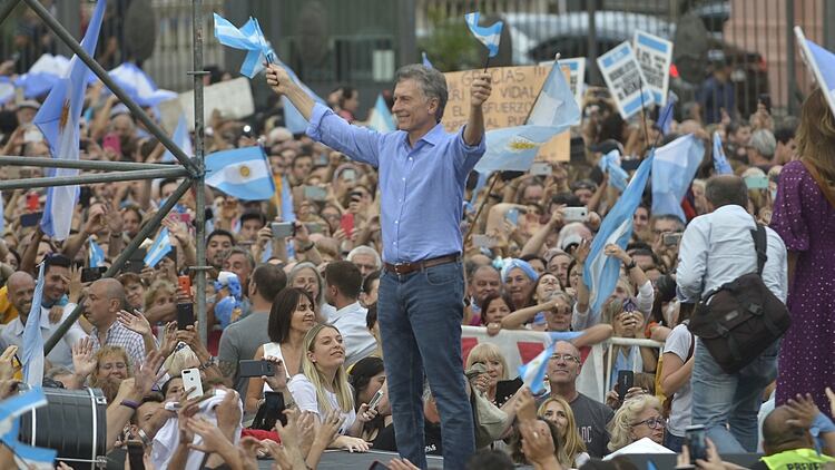 Mauricio Macri en el acto de despedida. (Gustavo Gavotti)