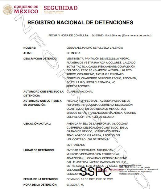 Trascendió que junto a César fueron detenidos otros integrantes del crimen organizado (Foto: Registro Nacional de Detenciones)