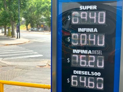 Tras el último aumento los combustibles en las estaciones YPF porteñas pasaron a valer $69,40; la Infinia, $80,20; la Diesel 500, $64,60, y la Infinia Diesel, 76,10