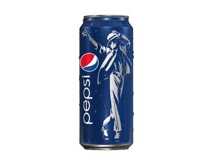 Una lata de Pepsi, con la imagen estilizada de Michael Jackson, a quien Pepsico contrató por la suma entonces record de UDS 5 millones