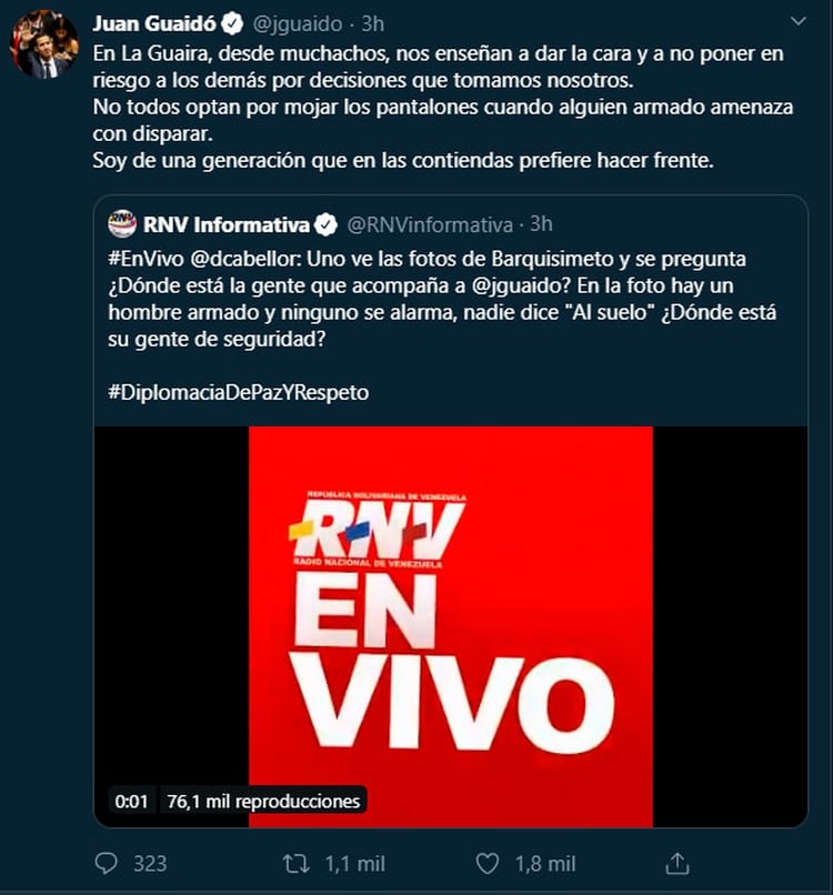 La respuesta de Juan Guaidó a Diosdado Cabello