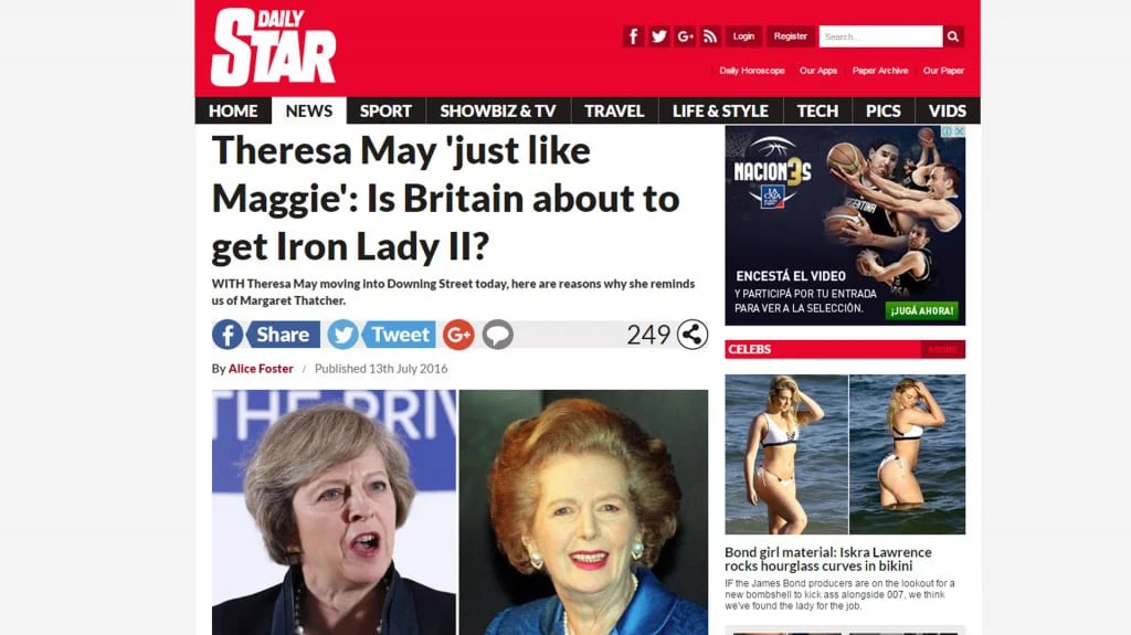 “Theresa May similar a Maggie: Reino Unido tendrá su segunda Dama de Hierro?” tituló el periódico Daily Star